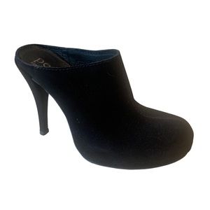 NWOT Pedro Garcia black suede platform stiletto heeled mules/clogs. 8.5